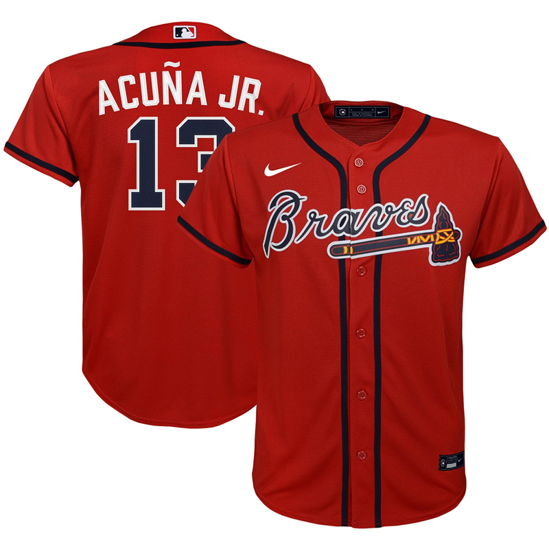2020 MLB Youth Atlanta Braves #13 Ronald Acuna Jr. Nike Red Alternate 2020 Replica Player Jersey 1->houston astros->MLB Jersey